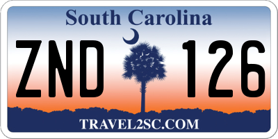SC license plate ZND126