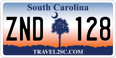 SC license plate ZND128