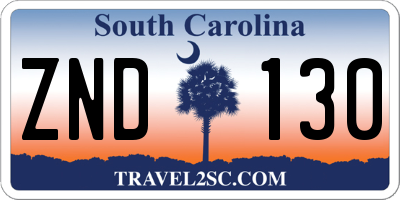 SC license plate ZND130