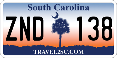 SC license plate ZND138