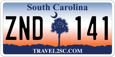 SC license plate ZND141