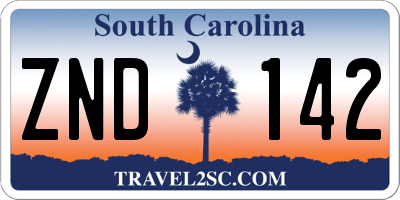 SC license plate ZND142