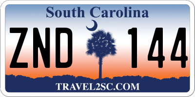 SC license plate ZND144