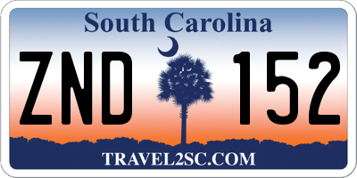 SC license plate ZND152