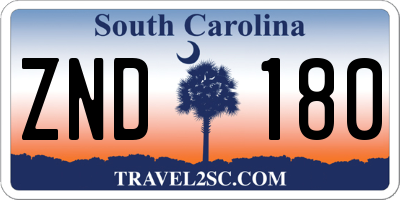 SC license plate ZND180