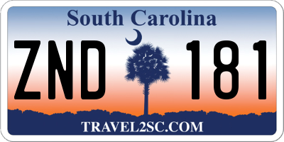 SC license plate ZND181