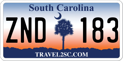 SC license plate ZND183