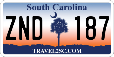 SC license plate ZND187