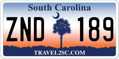 SC license plate ZND189