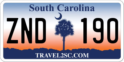 SC license plate ZND190