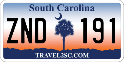 SC license plate ZND191