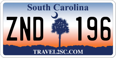 SC license plate ZND196