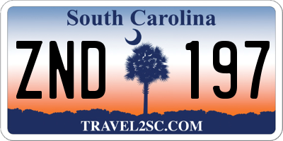 SC license plate ZND197
