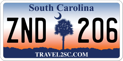 SC license plate ZND206