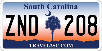 SC license plate ZND208