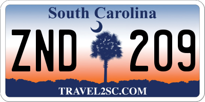 SC license plate ZND209