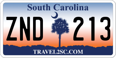 SC license plate ZND213