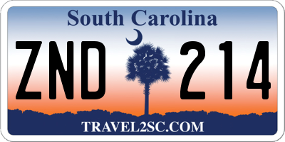 SC license plate ZND214
