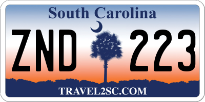 SC license plate ZND223