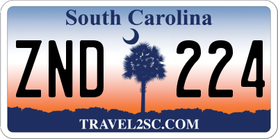SC license plate ZND224