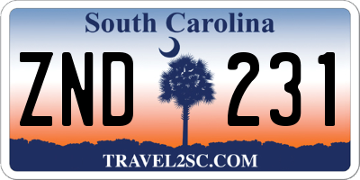 SC license plate ZND231