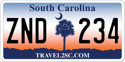 SC license plate ZND234
