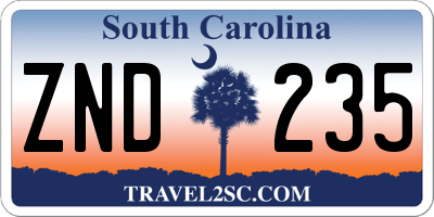 SC license plate ZND235