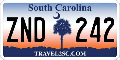 SC license plate ZND242