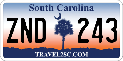 SC license plate ZND243