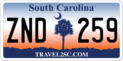 SC license plate ZND259