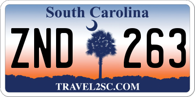 SC license plate ZND263