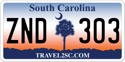 SC license plate ZND303