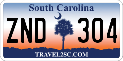 SC license plate ZND304