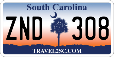 SC license plate ZND308