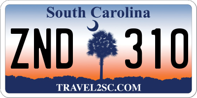 SC license plate ZND310