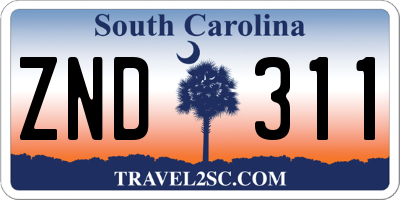SC license plate ZND311