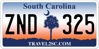 SC license plate ZND325