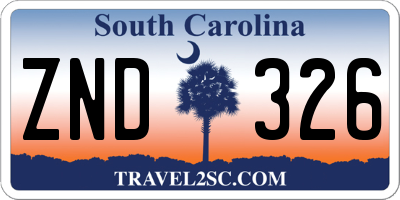 SC license plate ZND326