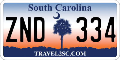 SC license plate ZND334