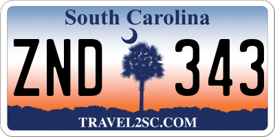 SC license plate ZND343