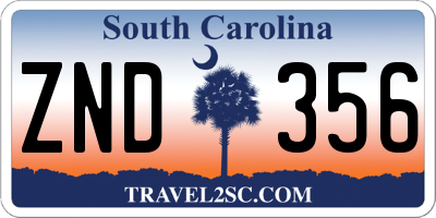 SC license plate ZND356