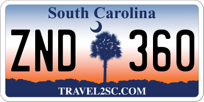 SC license plate ZND360