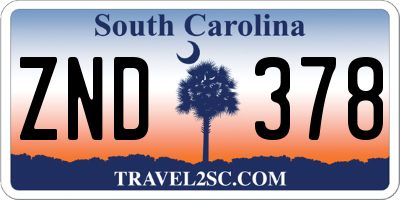 SC license plate ZND378