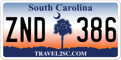 SC license plate ZND386