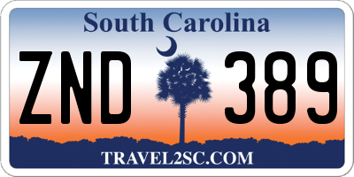 SC license plate ZND389