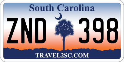 SC license plate ZND398