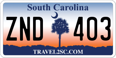 SC license plate ZND403