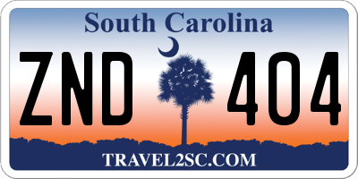 SC license plate ZND404