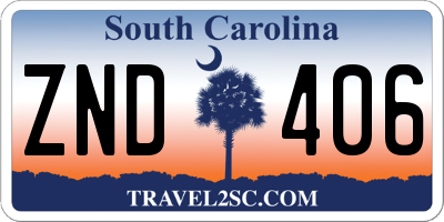 SC license plate ZND406