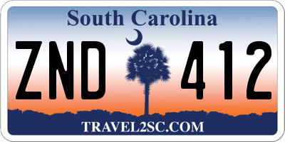 SC license plate ZND412